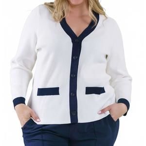 NEW CAPSULE 121 hilda long sleeve v-neck jacket - plus in white